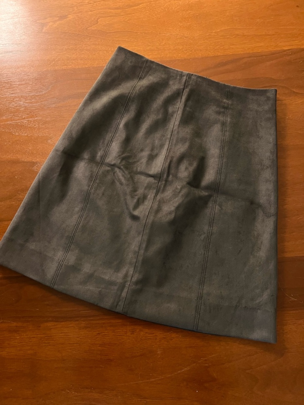 Babaton Dark Gray Suede A-Line Mini Skirt